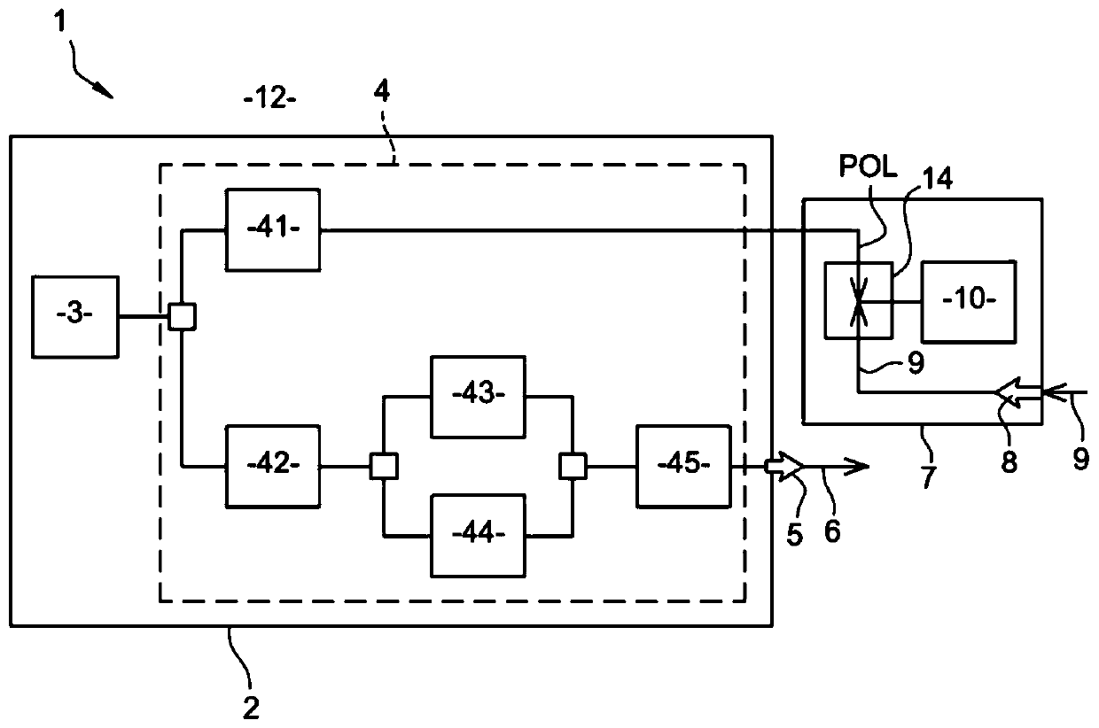 LIDAR-type device for a remote spectroscopy of a matter and detection method thereof