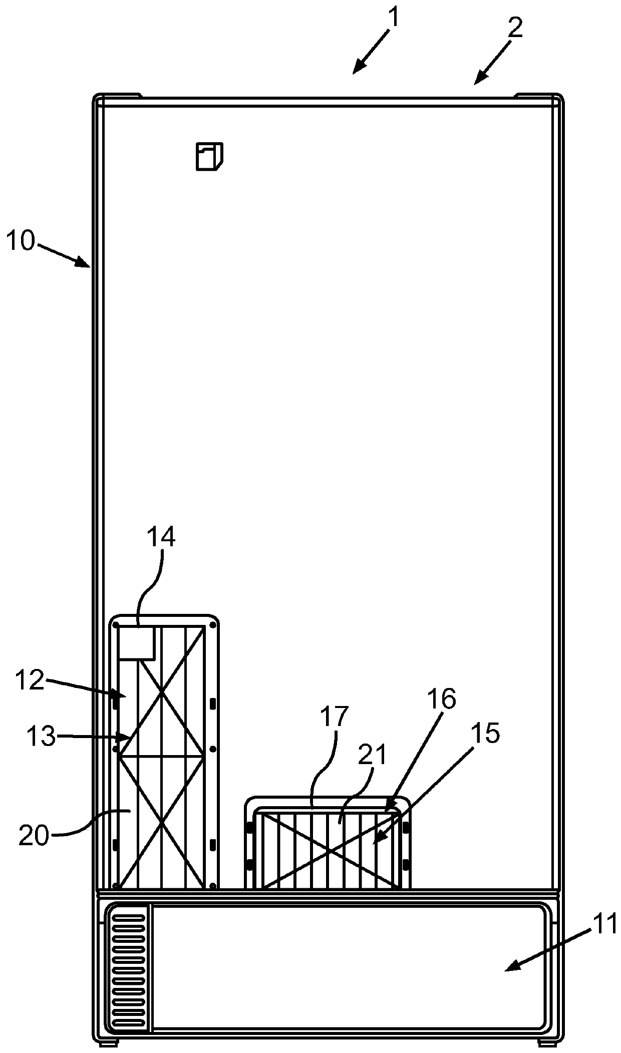 Household appliance having functional module comprising line receptacle and method for assembling the household appliance