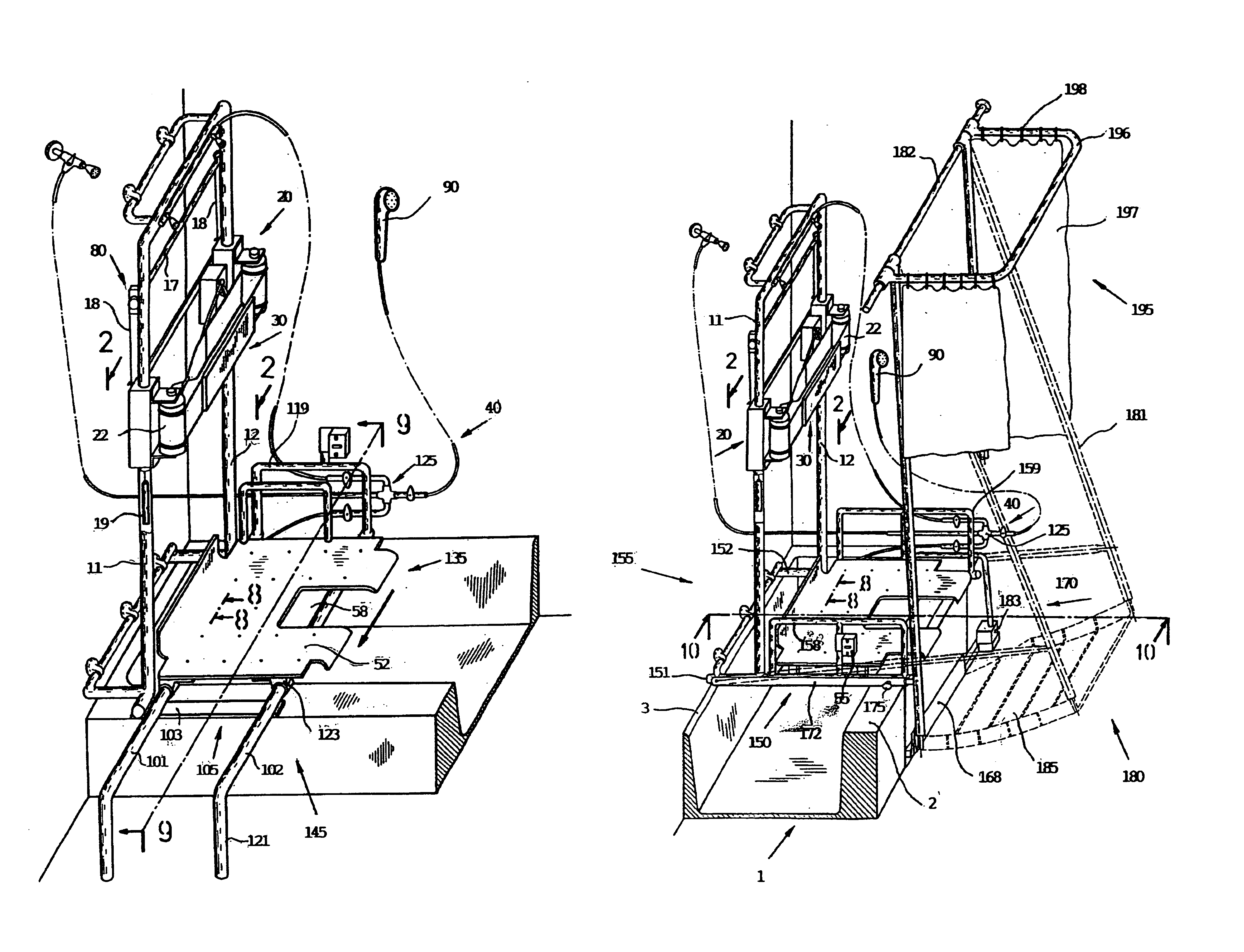 Apparatus for completely bathing oneself by users of wheelchair and an elderly, infirm people