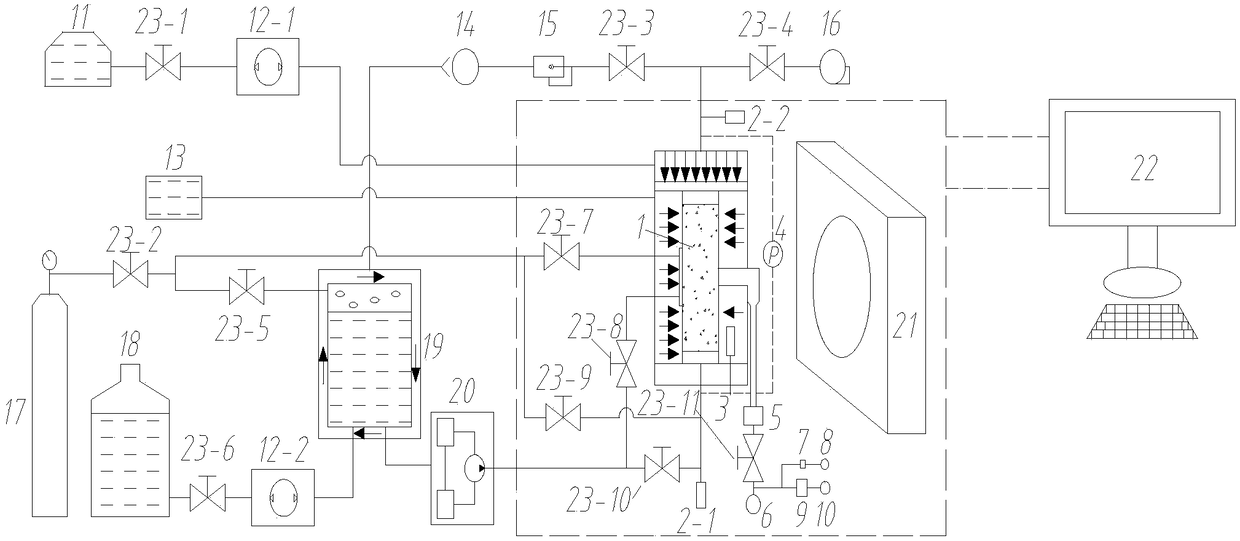 Hydrate sediment flow solid output measuring device combining X-CT technology and measuring method