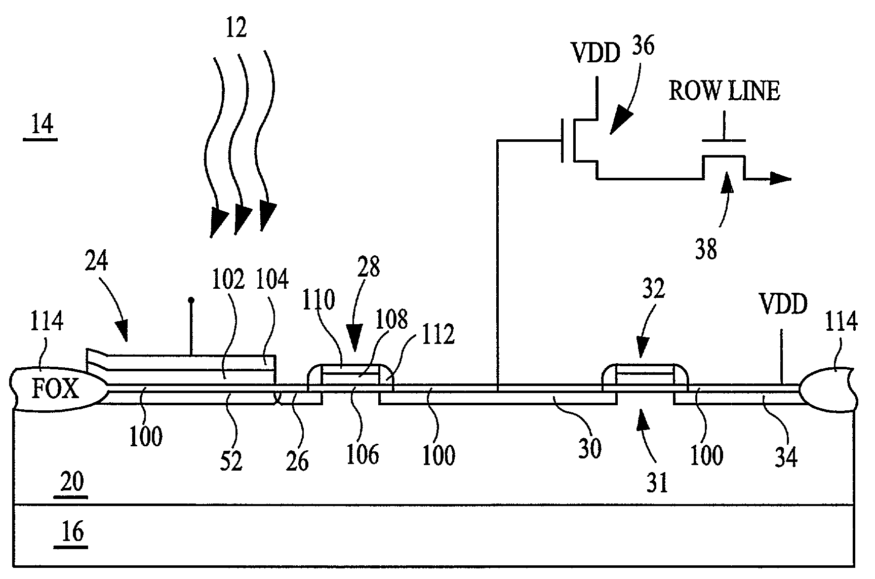 Photogate for use in an imaging device