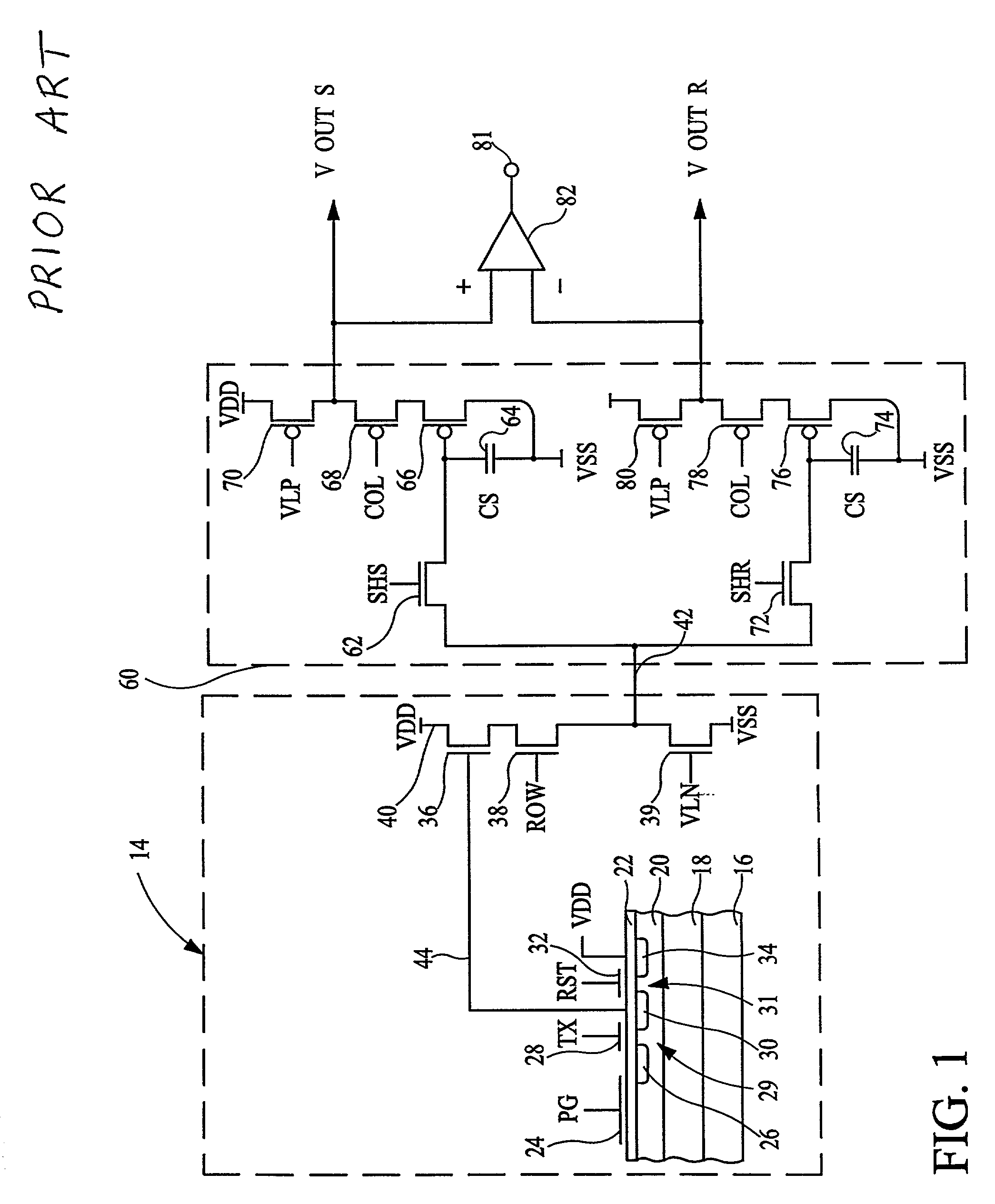 Photogate for use in an imaging device