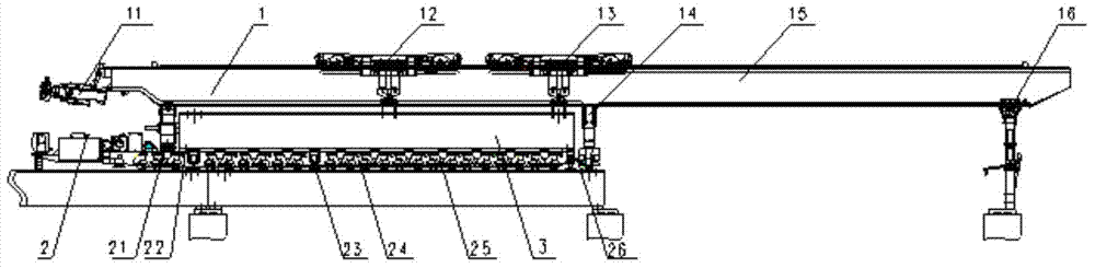 Large-tonnage beam erection and transportation system in tunnel and beam erection span change procedure thereof