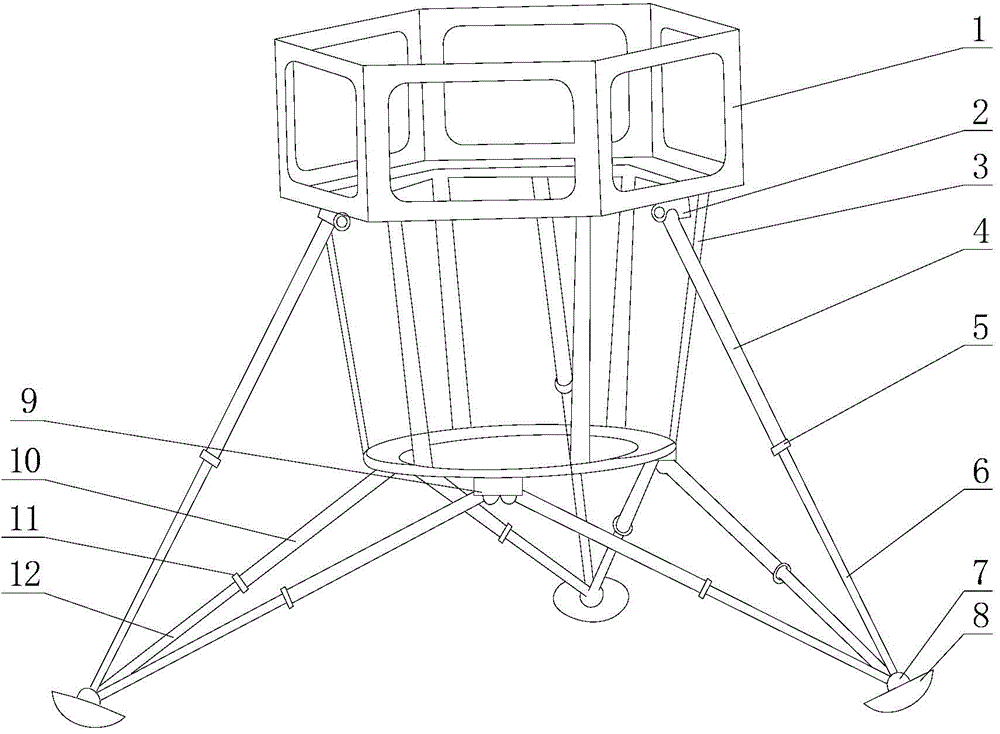 Three-leg type lander buffer mechanism
