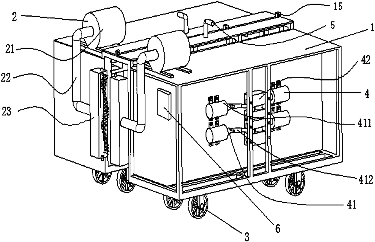 A guardrail cleaning device with multiple cleaning brushes