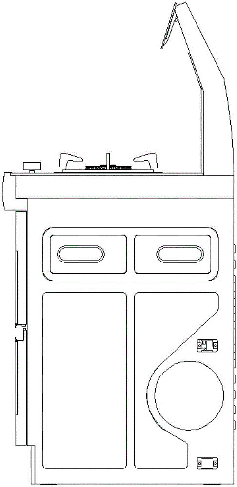 An integrated stove with an automatic flip-type opening and closing air inlet