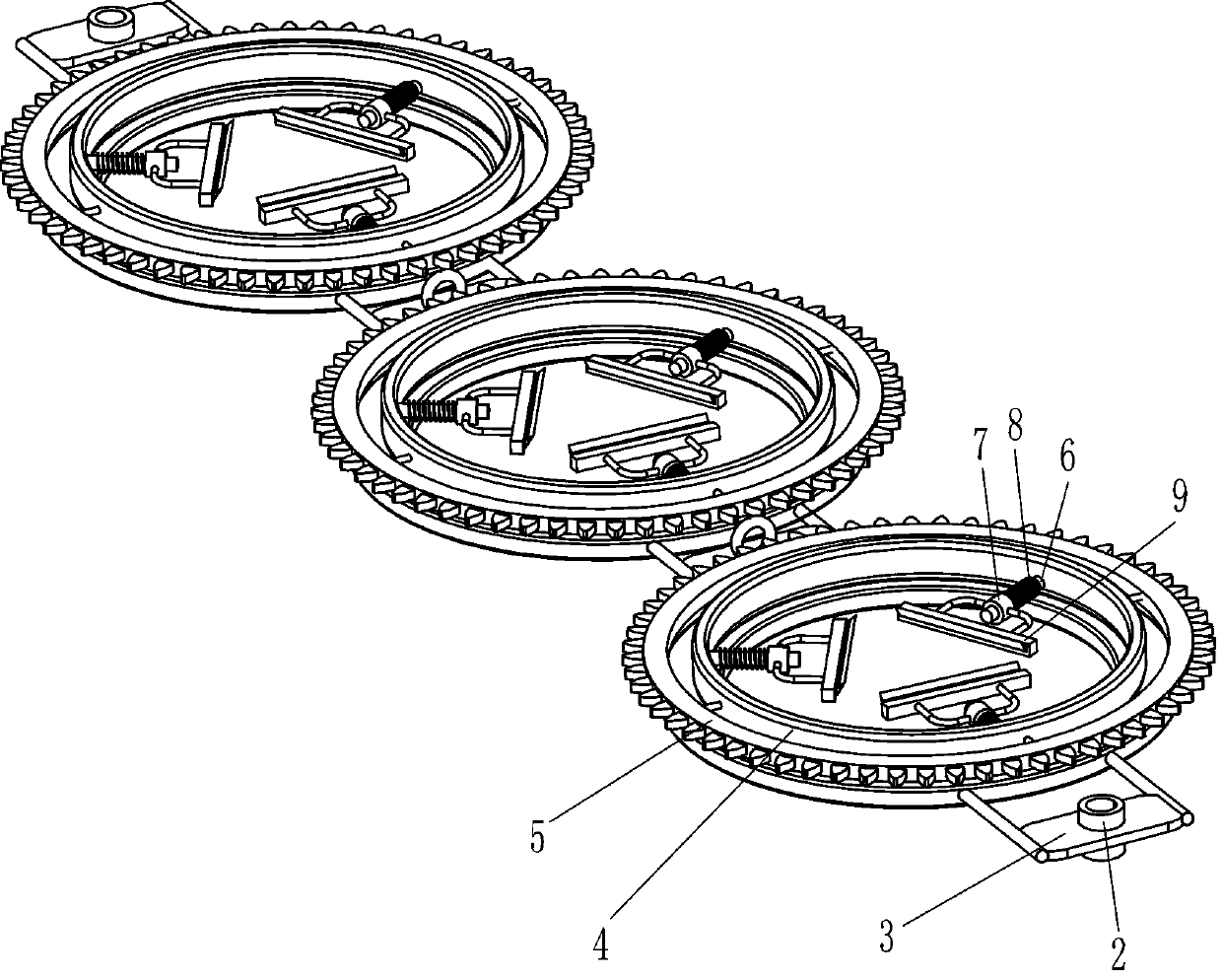 Automatic peeling device for lower part of mulberry fork