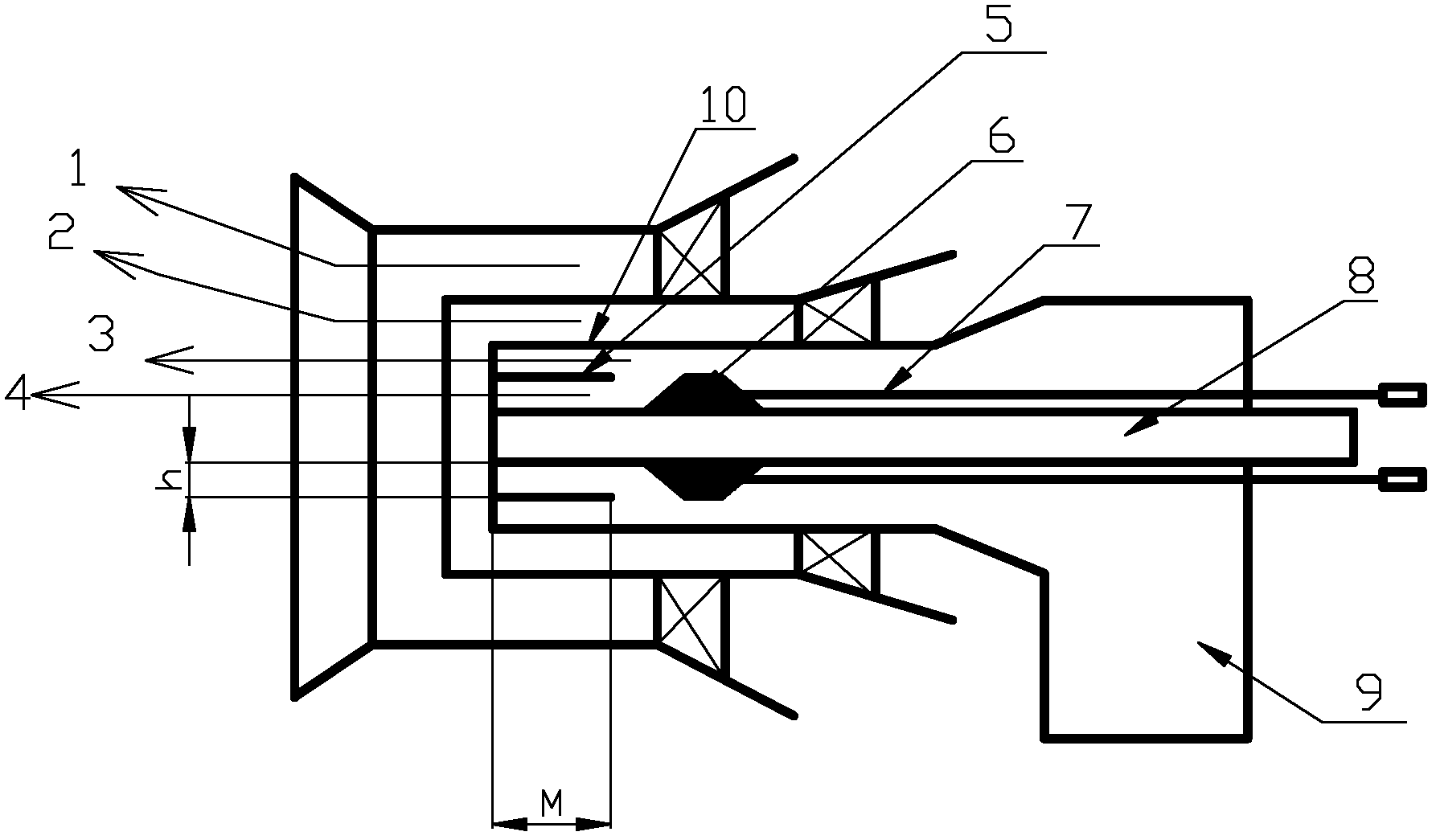 Variable-section cyclone burner