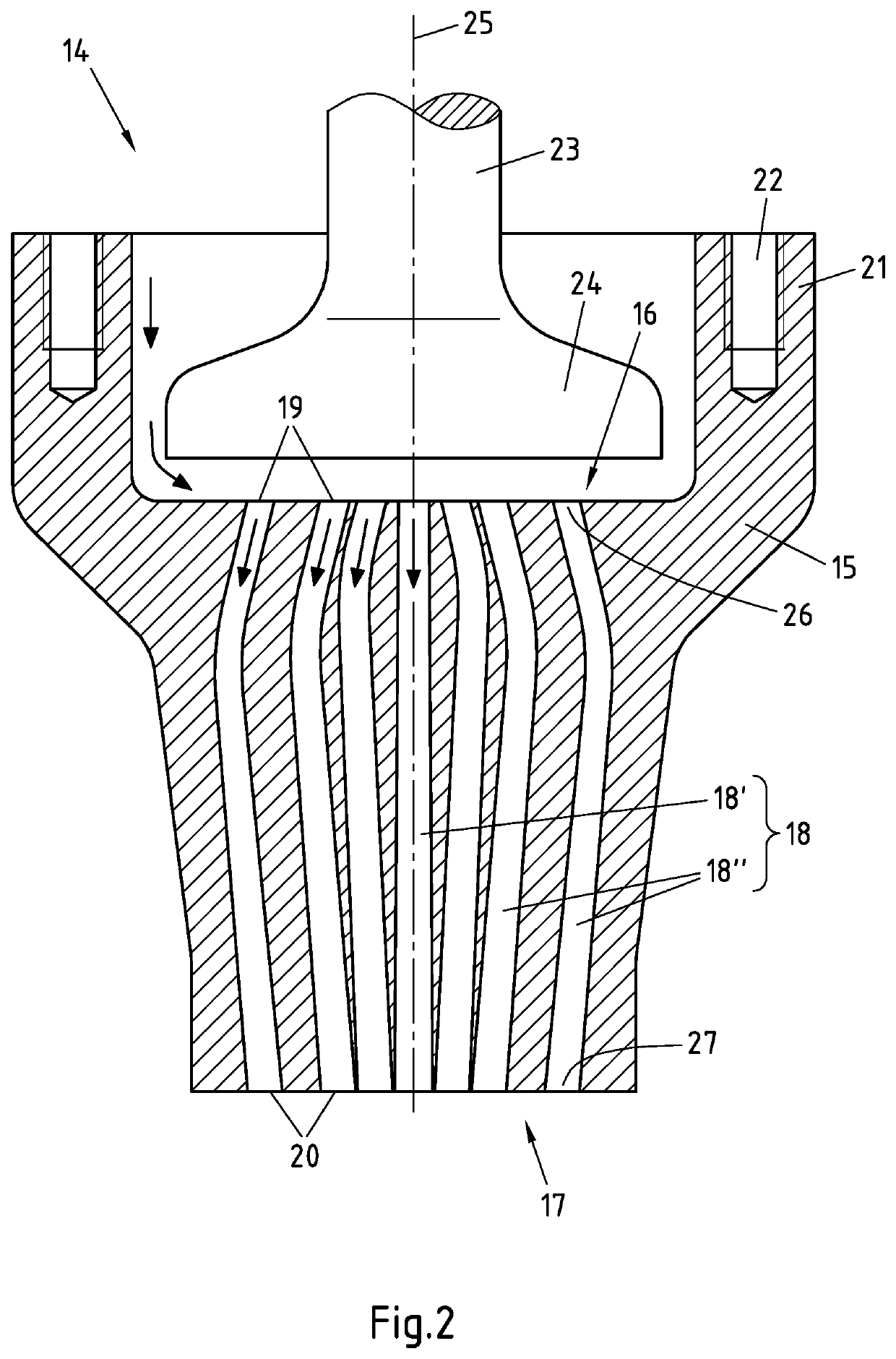 Device for altering the jet shape of pourable products