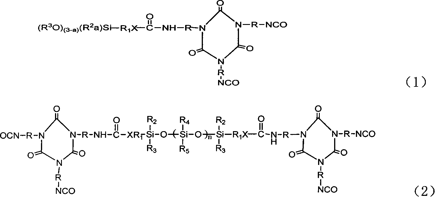 Tripolymer in isocyanic ester class modified by silicane or functional polusiloxane, preparation method