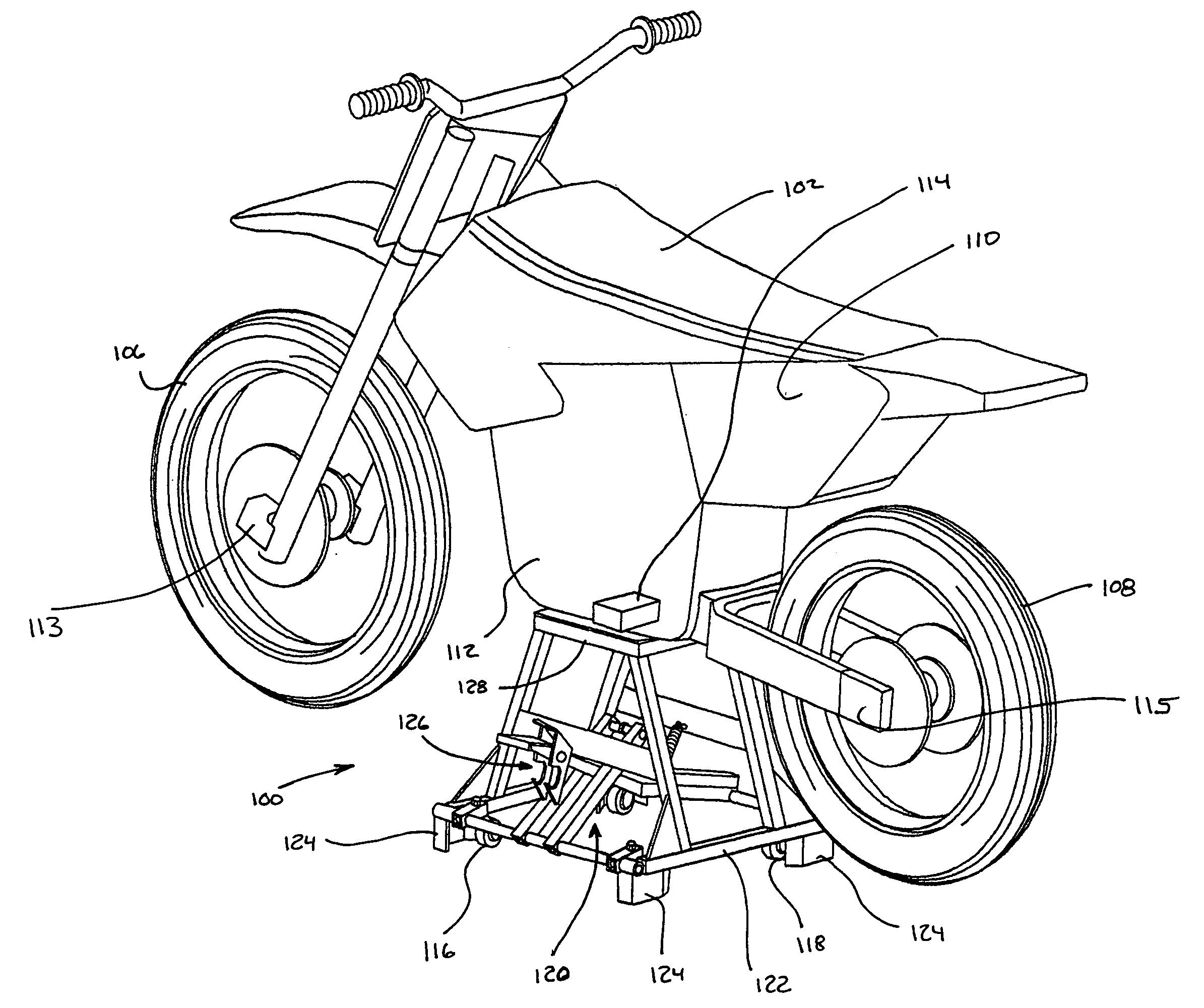 Selectively movable motorcycle stand