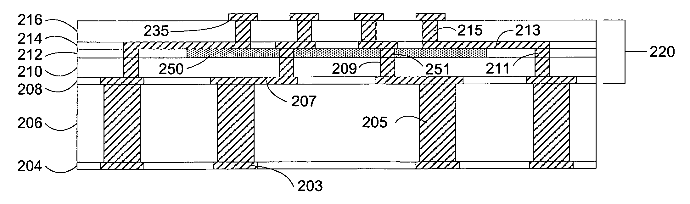 Embedded capacitors for reducing package cracking