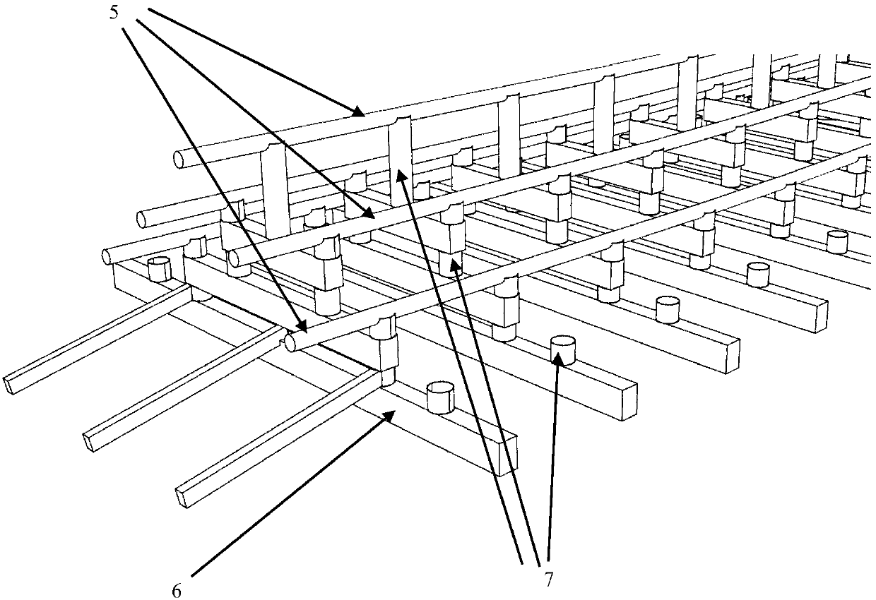 Modeling method for palace type big woodwork roof truss layer and computer equipment