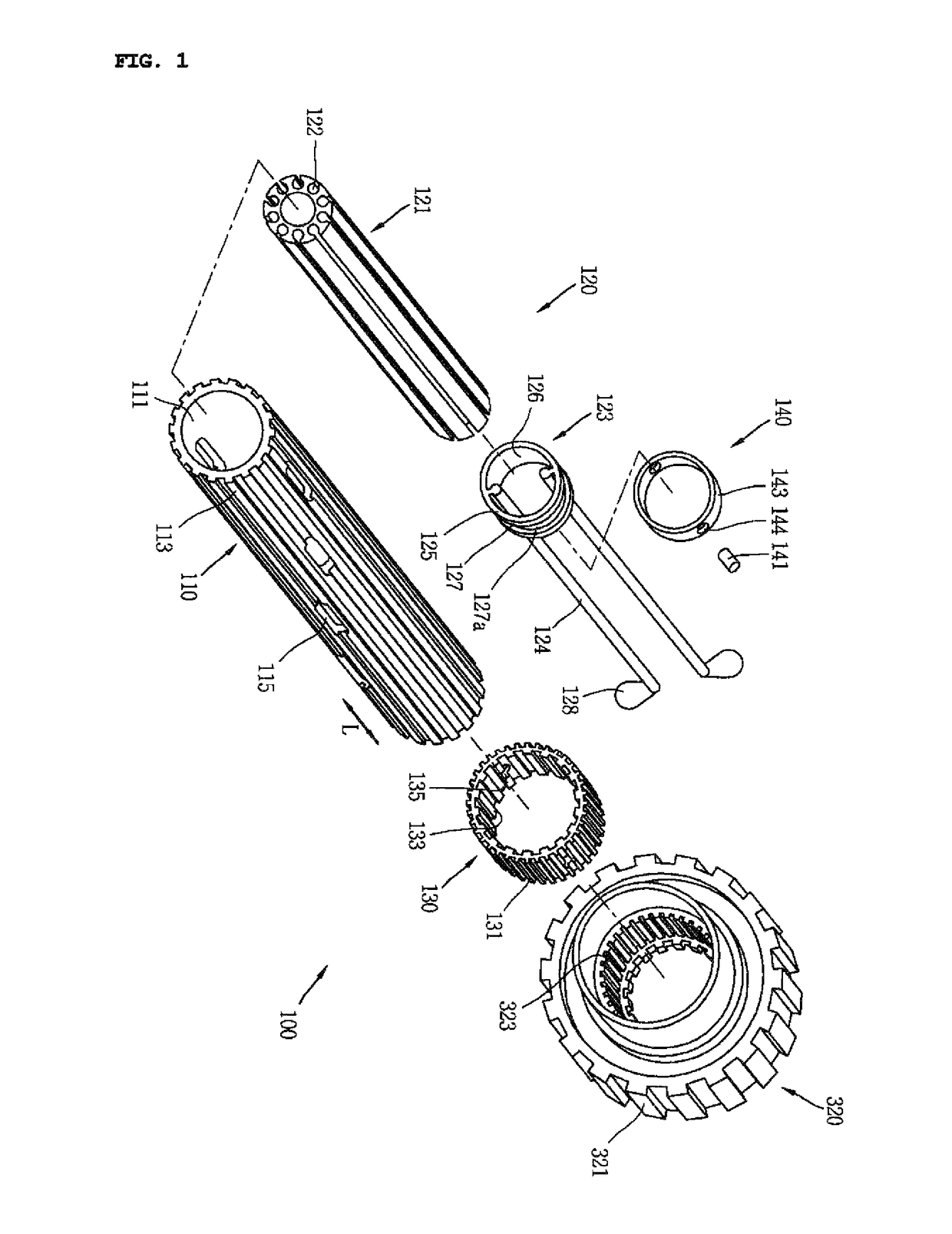 Gear moving assembly and transmission comprising same