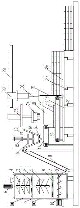 Building material molding device capable of achieving automatic discharging