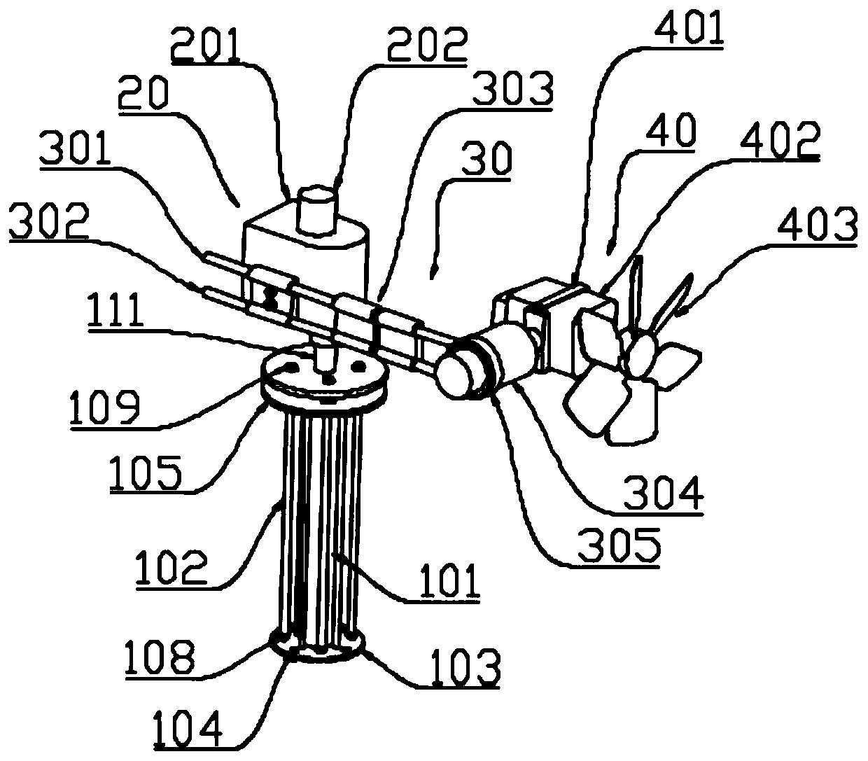 Lifting type energy-saving dust removal and unreeling mechanism with 360-degree sweeping function