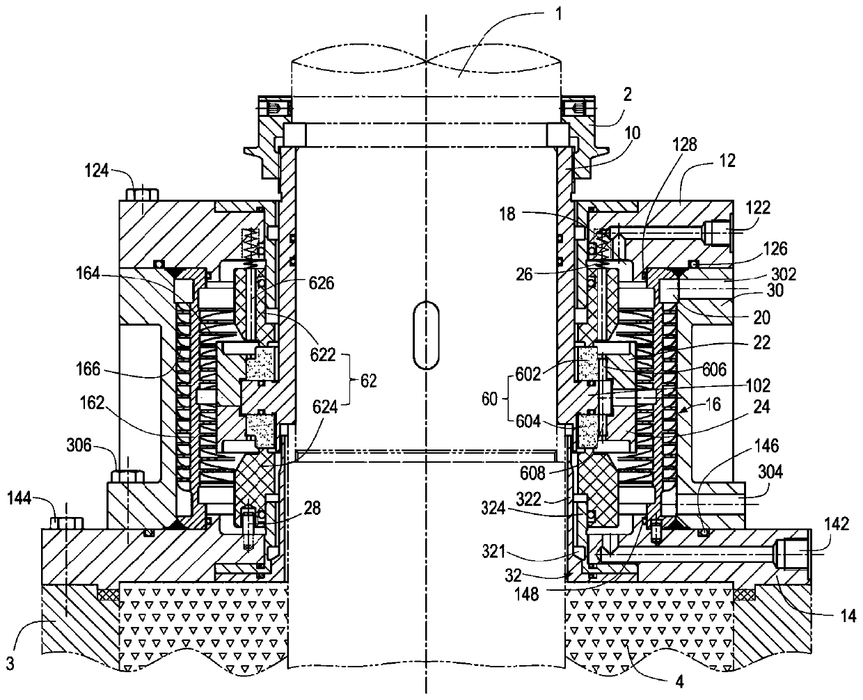 Mechanical sealing device for main circulating sodium pump