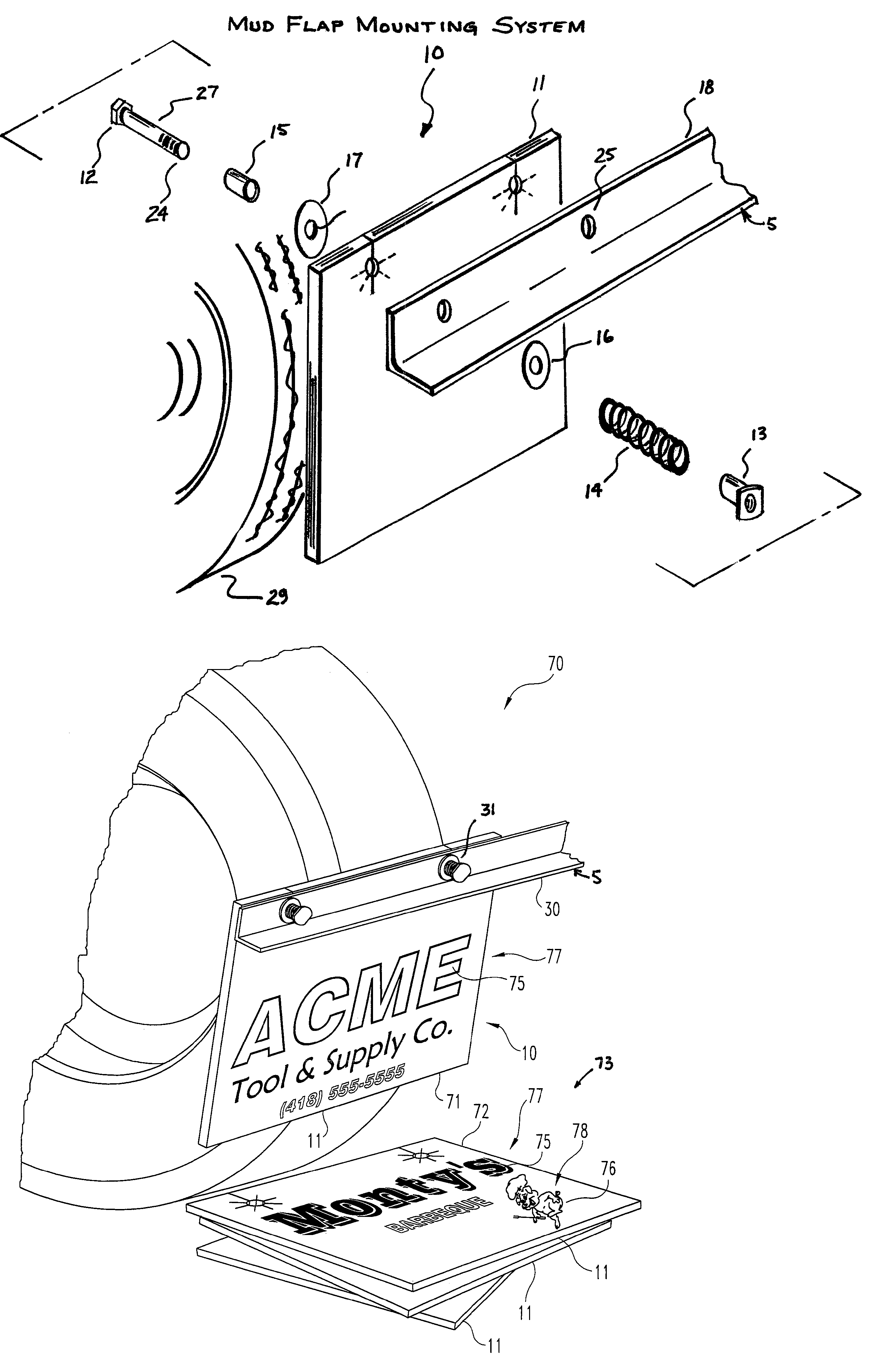Apparatus and method for mounting mud flaps on a vehicle