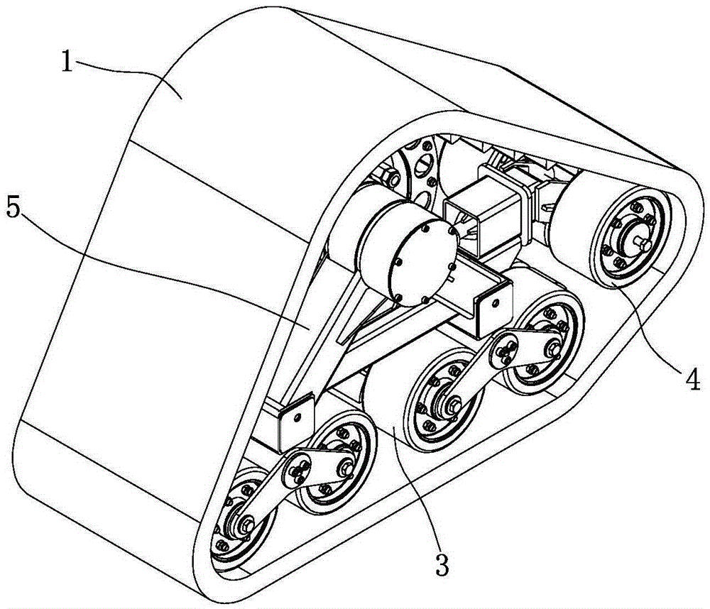 Triangular rear crawler belt assembly