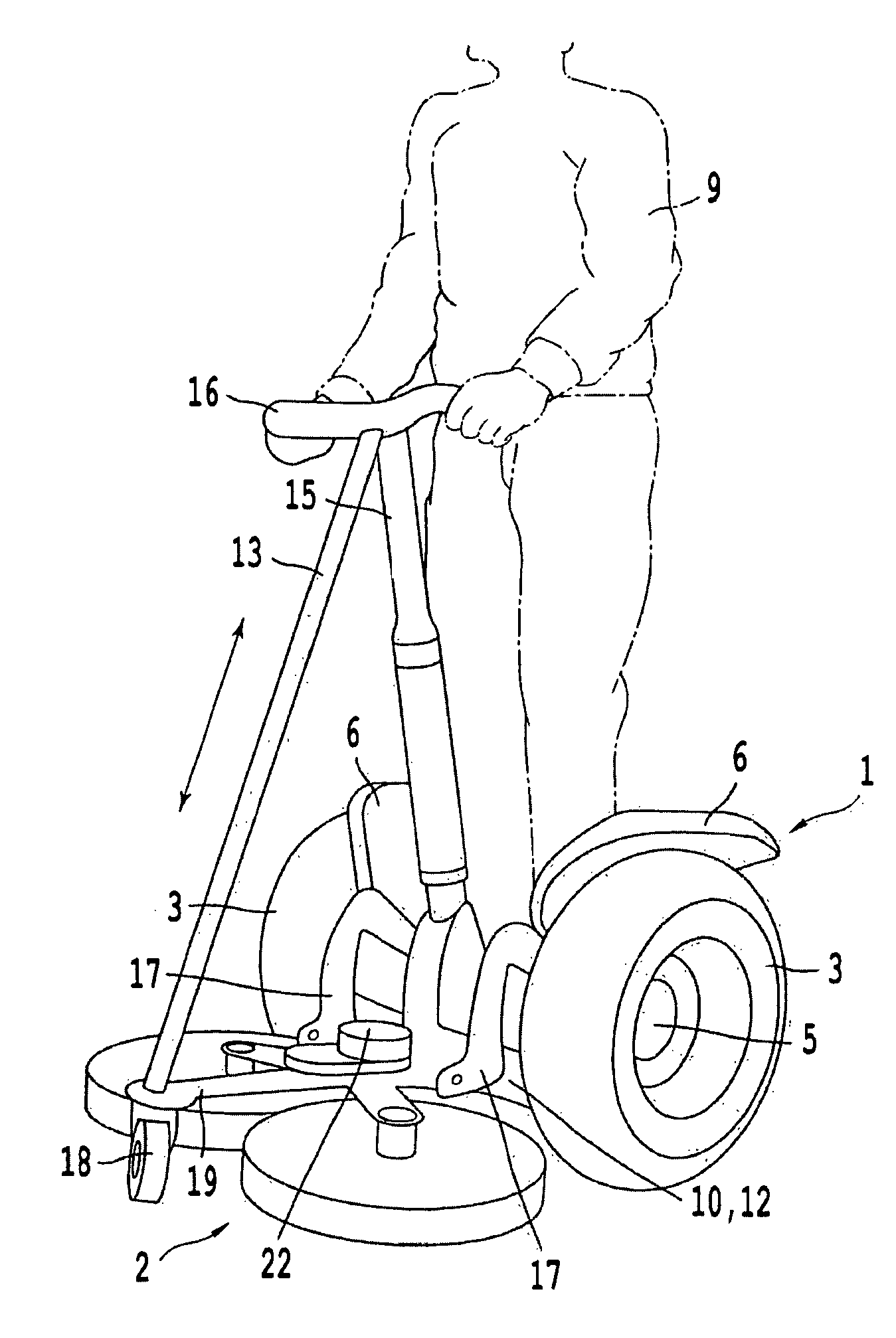 Single-drive-axis vehicle with a platform and/or a seat for a driver