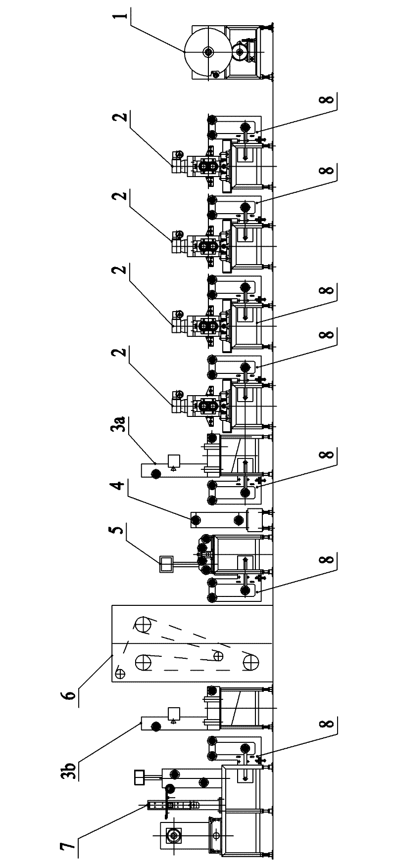 Continuous rolling production line of single-strand flat metal wire