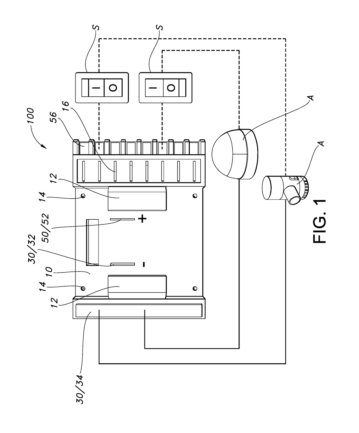 Power distribution device for use with portable battery