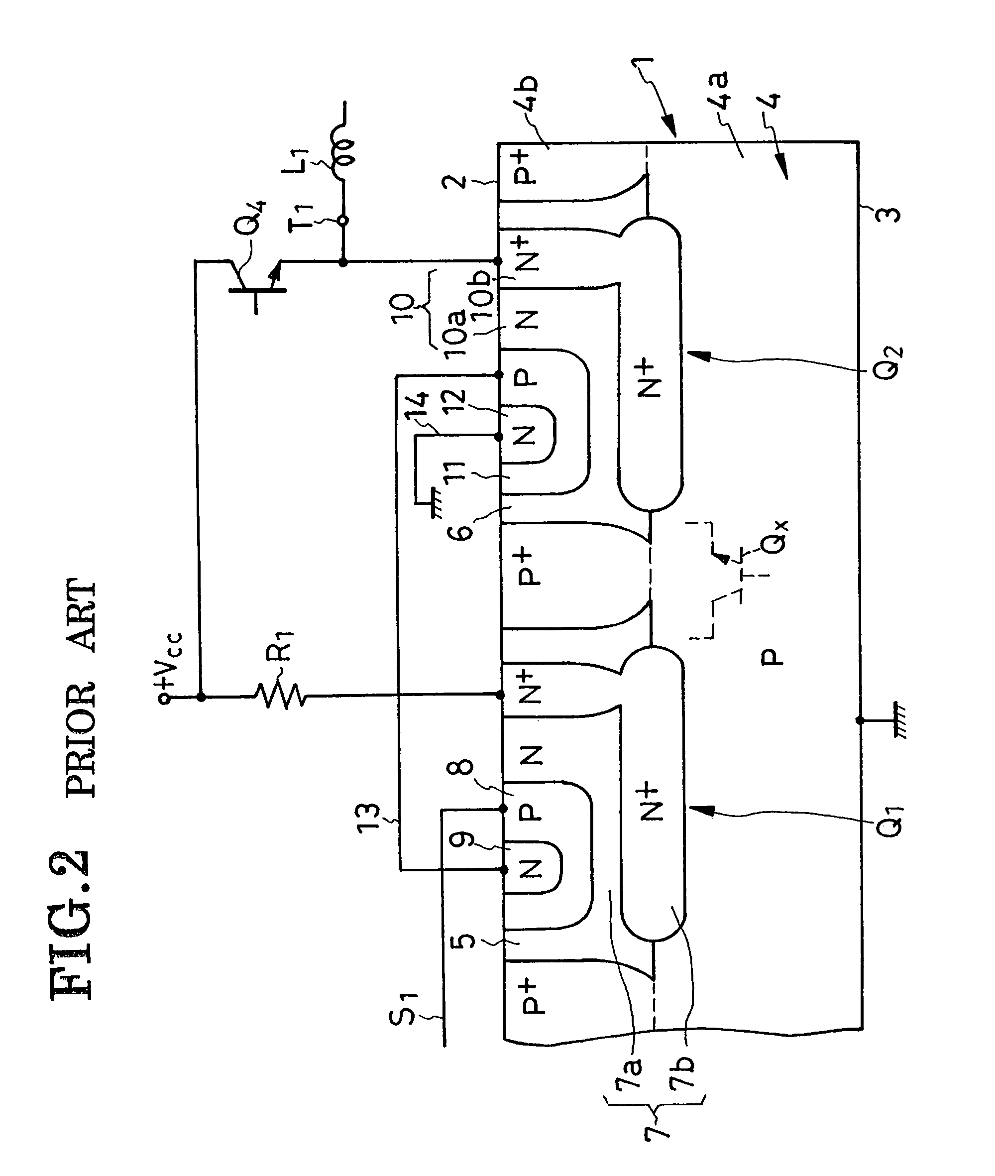 Integrated semiconductor device providing for preventing the action of parasitic transistors