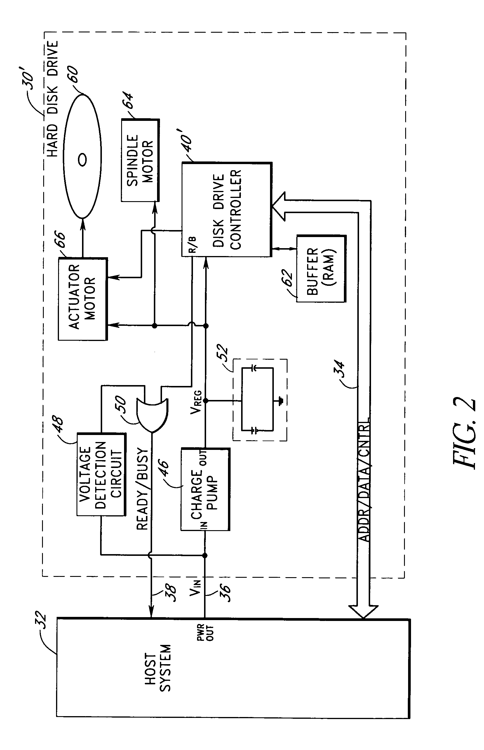 Storage subsystem with embedded circuit for protecting against anomalies in power signal from host