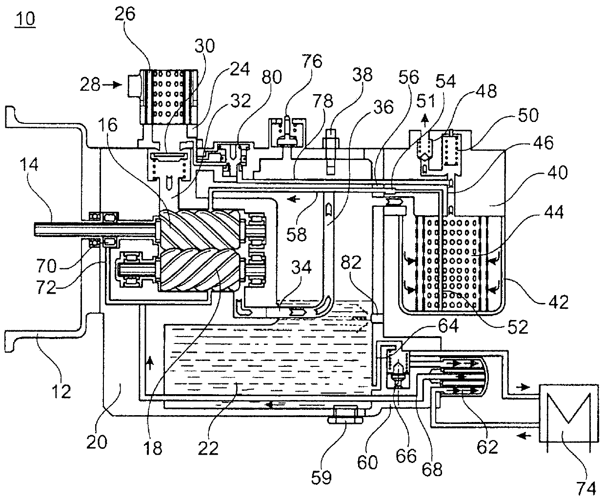 Screw compressor for a utility vehicle