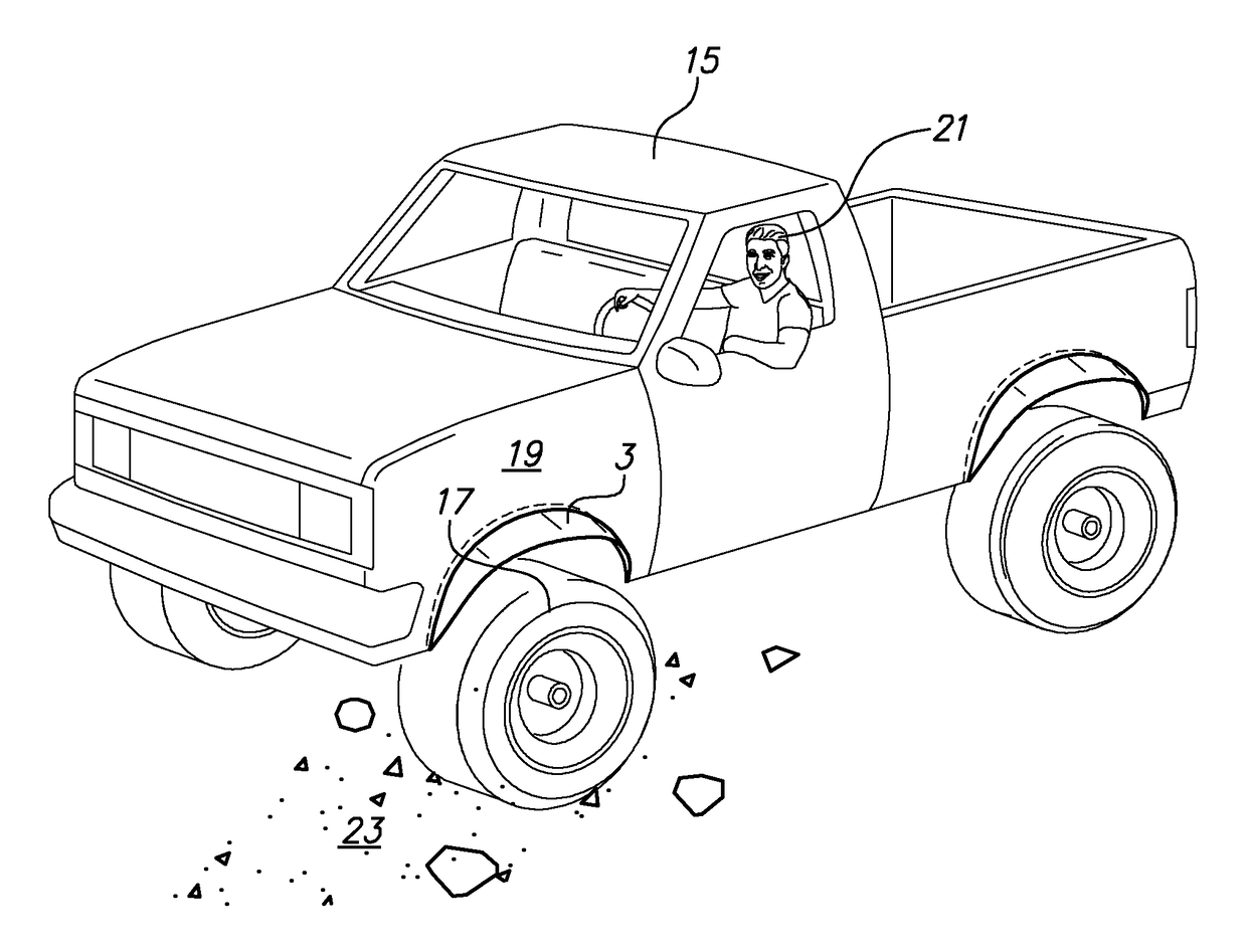 Retractable tangential debris deflector for vehicle occupant safety