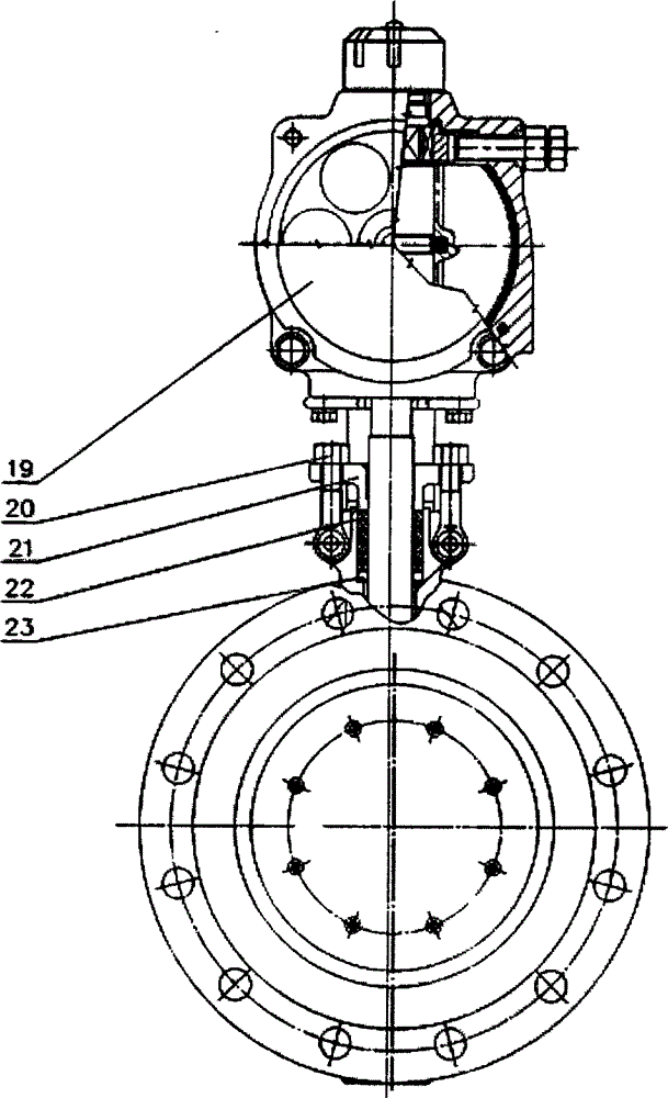 Pneumatic flange type triple-biased butterfly valve