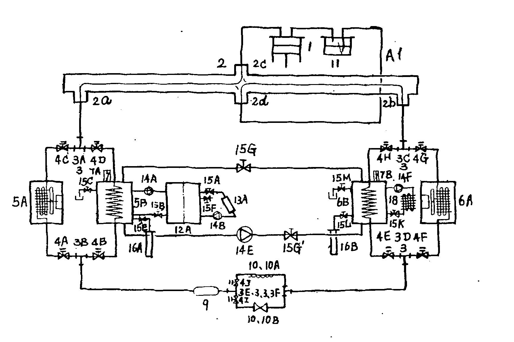 Composite machine set of steam compression type refrigeration device and heating device, and use thereof