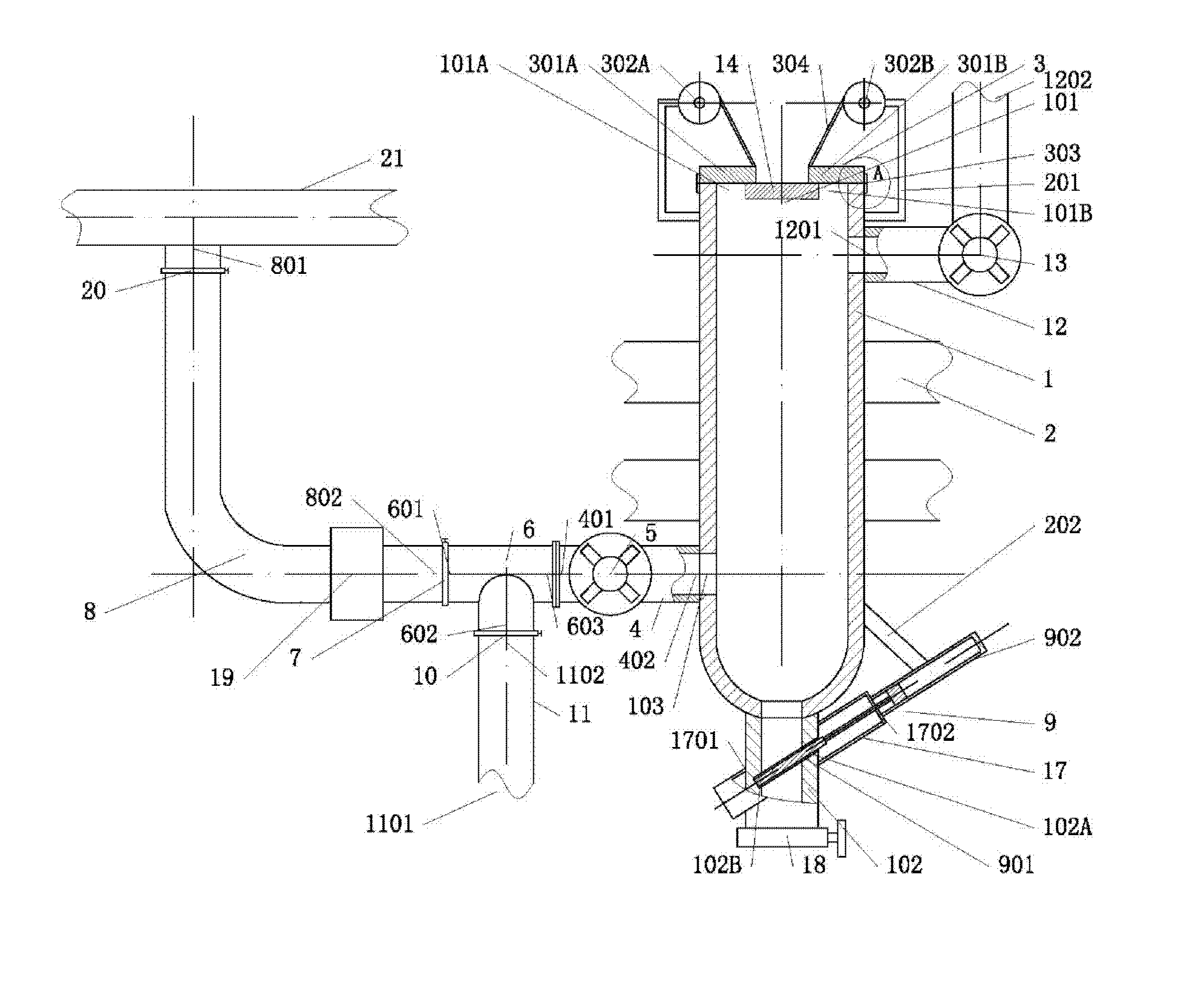 System and method utilizing flue duct waste gas of hot air furnace to bake and preheat charging of blast furnace