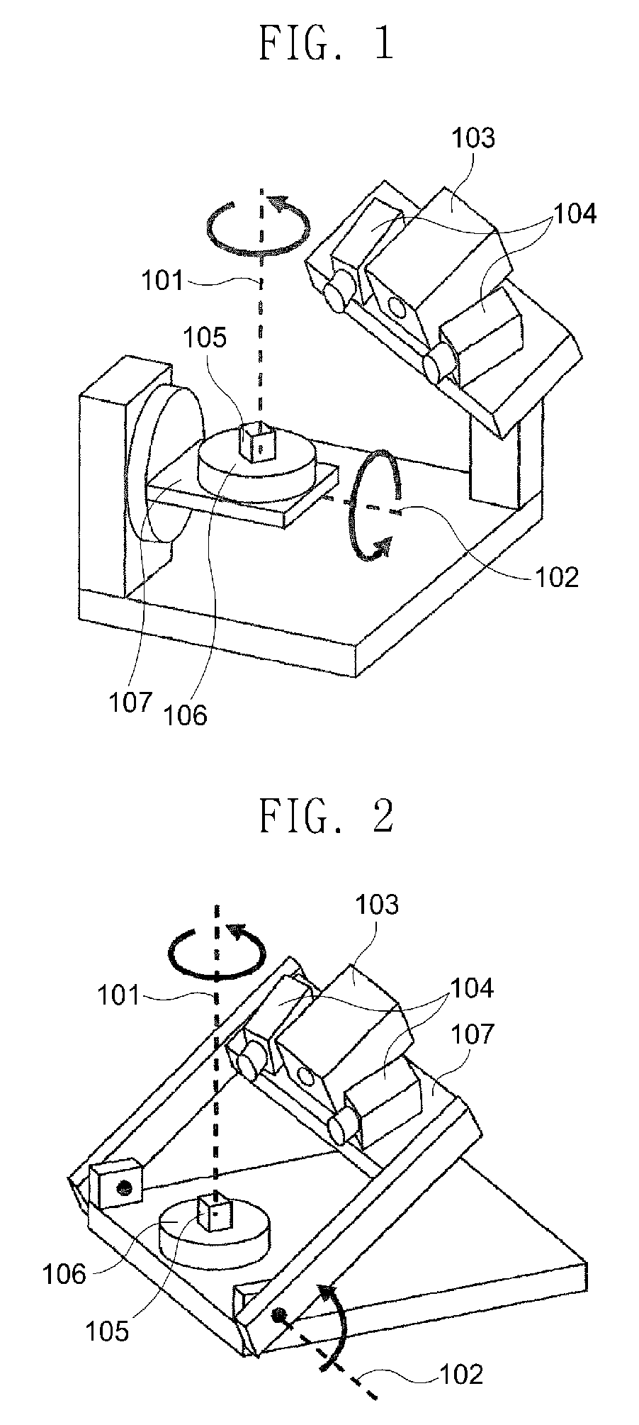 Desktop three-dimensional scanner for dental use provided with two-axis motion unit in which camera and projector are coupled to unit for changing horizontal axis of rotation of stage
