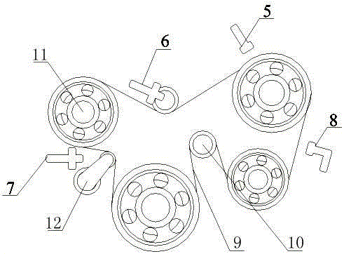 Detection and analysis device, detection and analysis system and detection and analysis method for front-end wheel train of portable engine