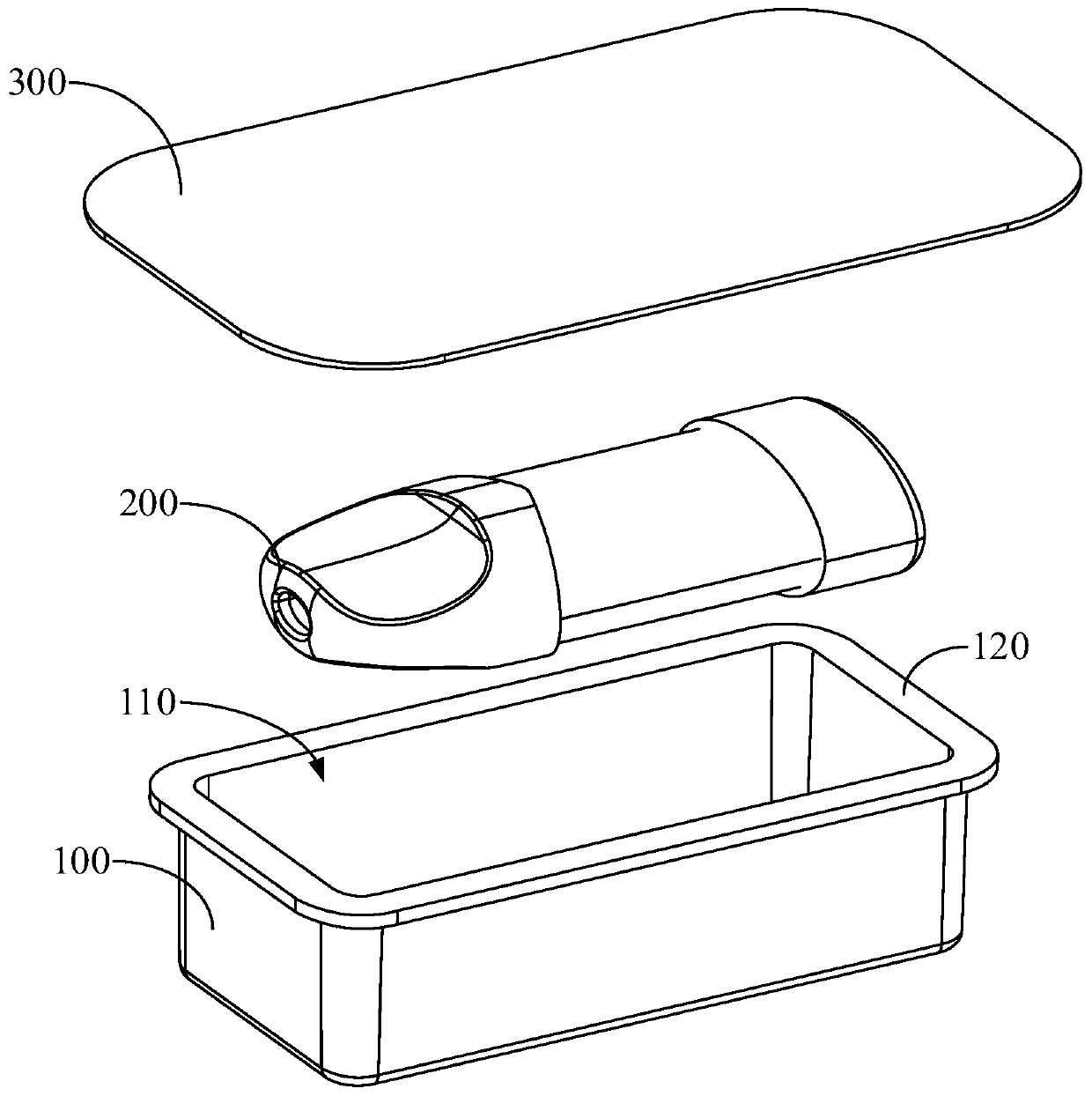 Packaging structure provided with atomizing device