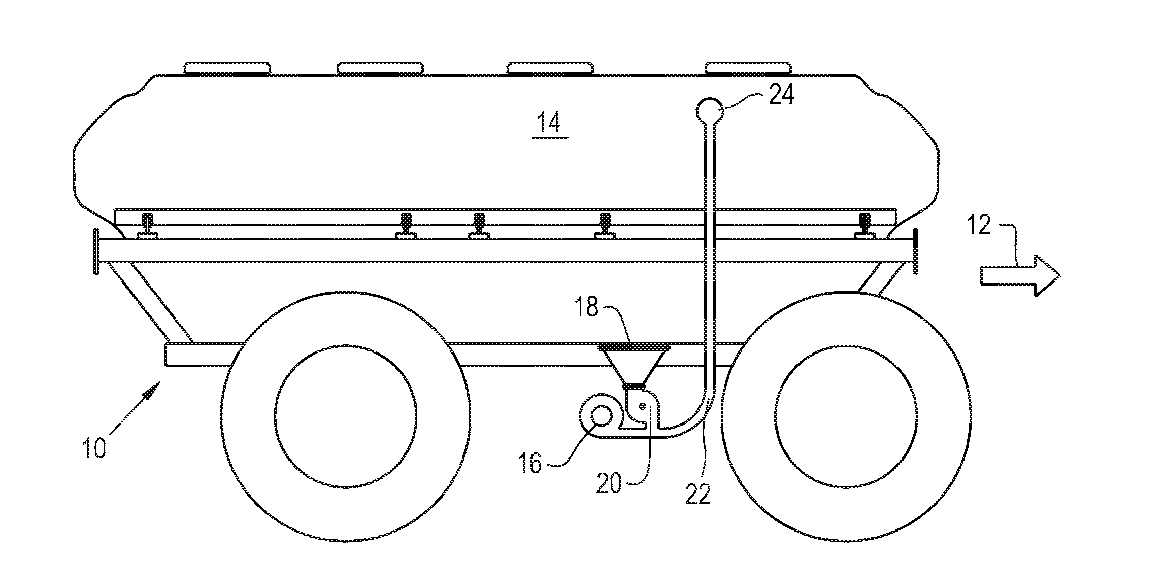 Downward elbow with cyclonic effect and product overflow capability