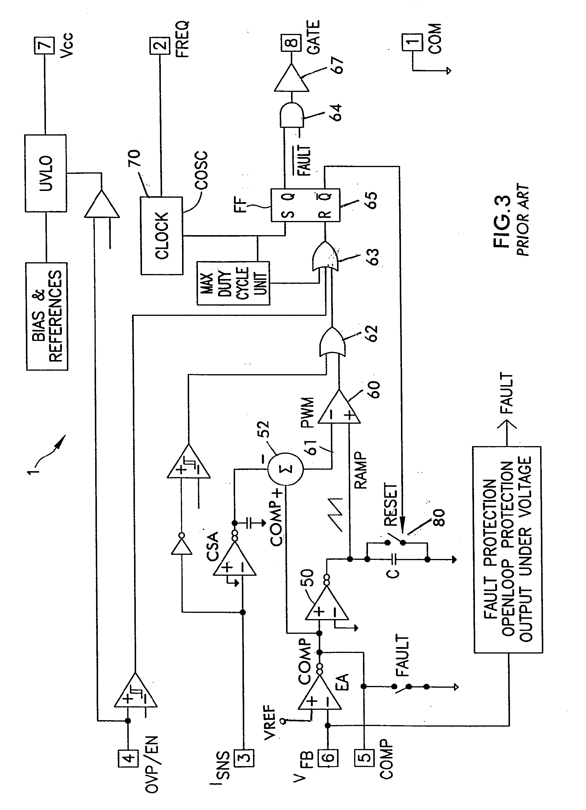Merged ramp/oscillator for precise ramp control in one cycle pfc converter