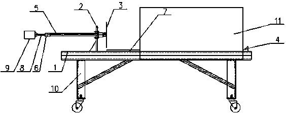 Pushing device of die clearing cake and aluminum profile extruding and pushing method