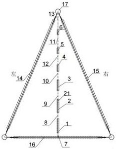 Cooling triangular unit provided with flow equalizing device with jet flow and flow equalizing alternating effect