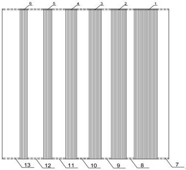 Cooling triangular unit provided with flow equalizing device with jet flow and flow equalizing alternating effect