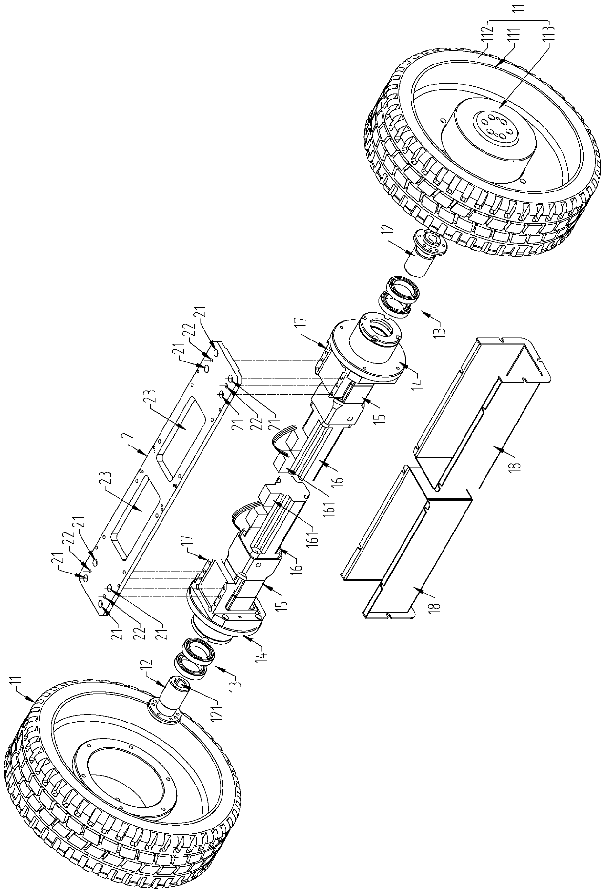 Two-wheel drive differential wheel driving unit structure