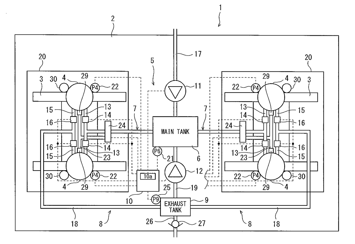 Railcar including car-body tilting system and train set