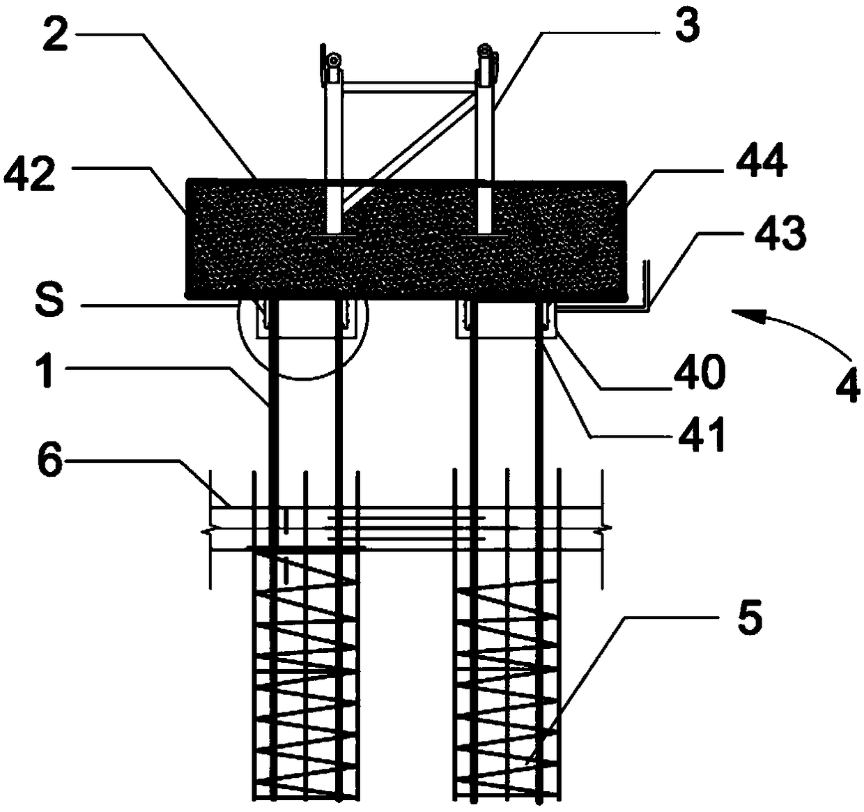 High pile bearing platform tower crane foundation reinforced structure and construction method thereof