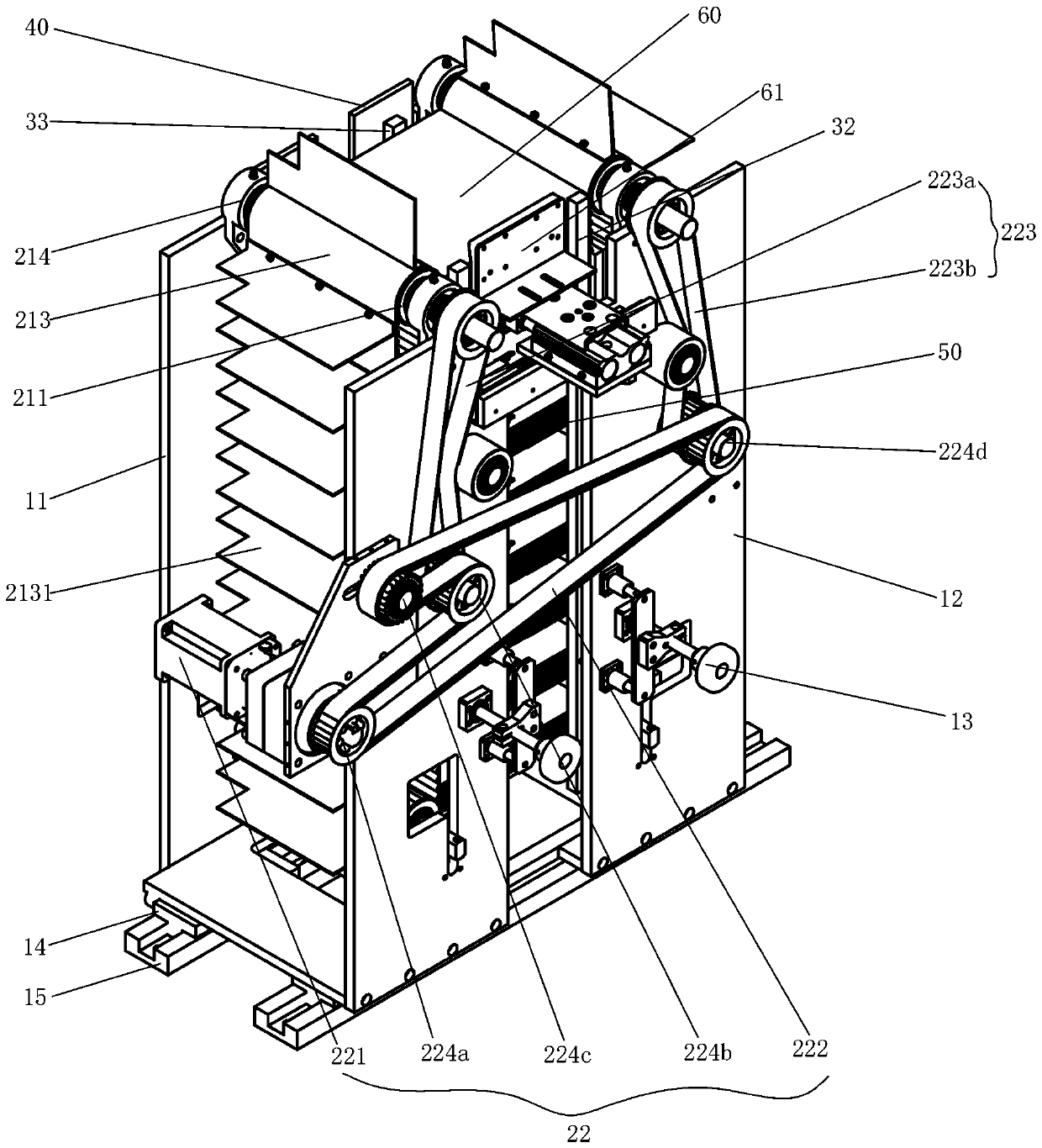 Bag stack conveying device and packaging machine