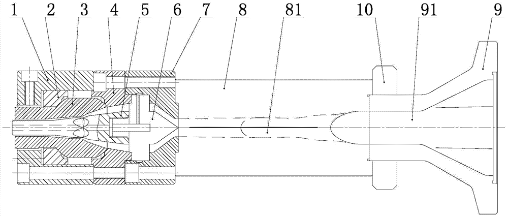 A pvc pipe extrusion die for improving the flatness of the inner wall of the product