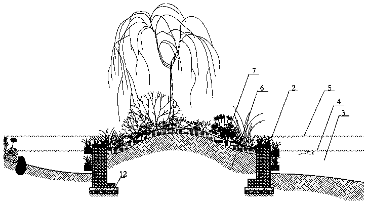 Constructed wetland island water quality purification system and construction method thereof