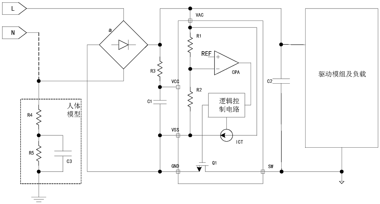 Electric supply voltage electricity leakage detection control circuit and method