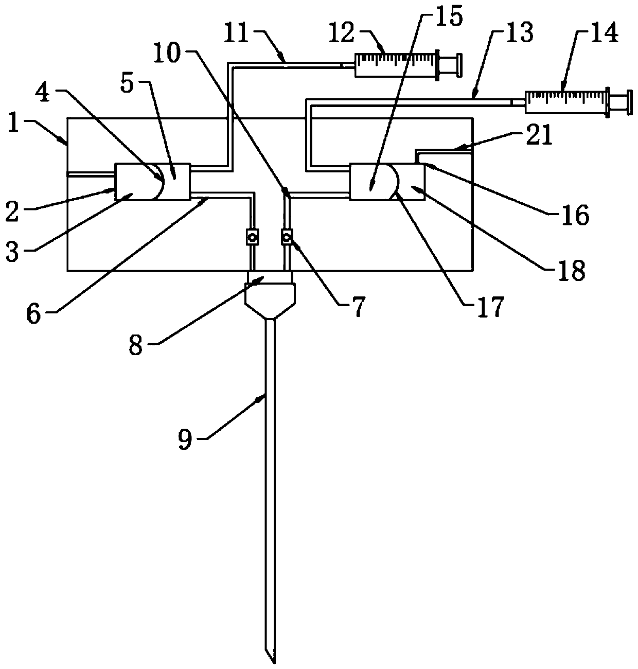 Device used for nerve blocking drug injection and convenient to operate by single person