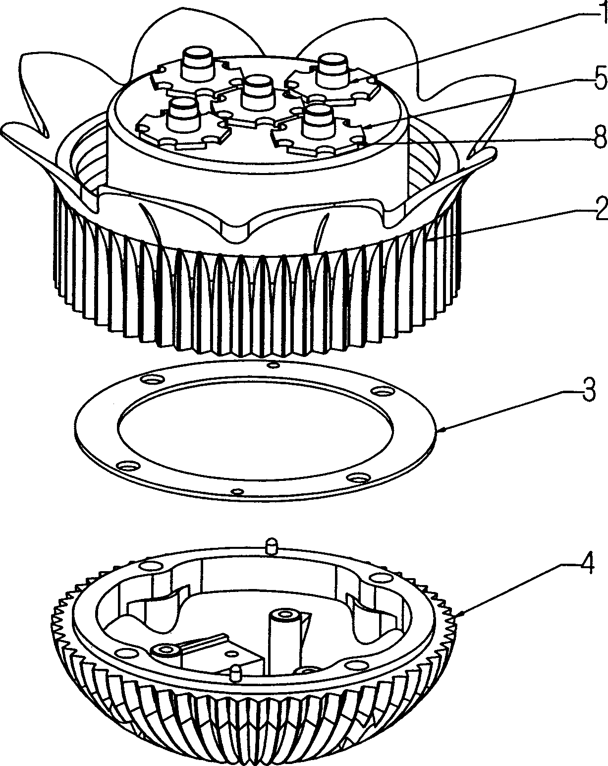 Integrated LED lamp radiating device